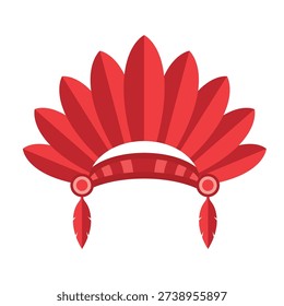 red indian War bonnet icon vector illustration flat logo design