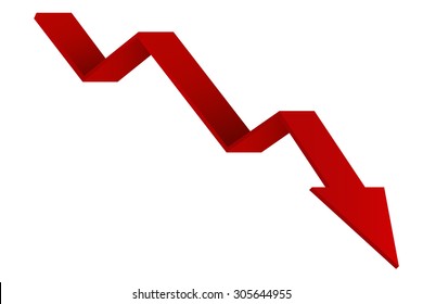 Red Indication arrows. Down arrows, statistic financial graphic. Vector illustration