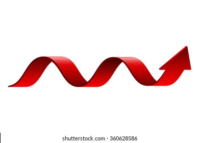 Red Indication arrows. Down and Up statistic financial graphic. Vector isolated on white background