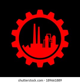 Red industrial icon on black background  