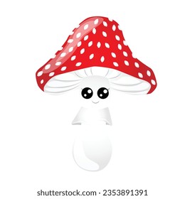 red inedible mushroom, fly agaric with eyes
