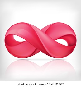 Red infinity loop logo symbol template. Infinity spiral sign isolated on white background.