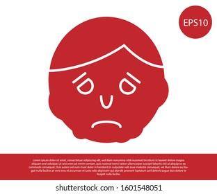 Red Inflammation on face icon isolated on white background.  Vector Illustration