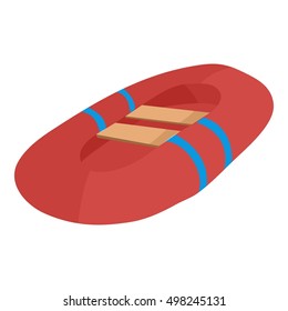 Red inflatable boat icon. Cartoon illustration of inflatable boat vector icon for web