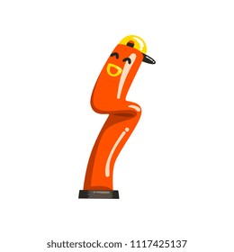 Red inflatable tube with face and cap for sales and advertising vector Illustrations on a white background