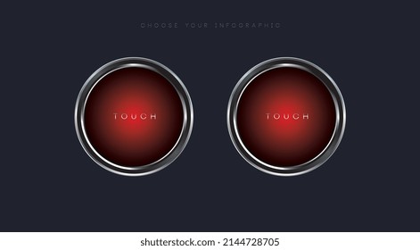 Red Info icon and buttons design on dark background. The premuim Metallic internet button vector and illustration