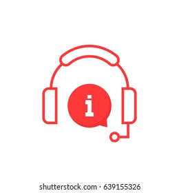 Red Info Service Hotline Icon. Simple Flat Style Trend Modern Logotype Graphic Design Isolated On White Background. Concept Of Consumer Live Chat With Speech Bubble And Client Support For Retail