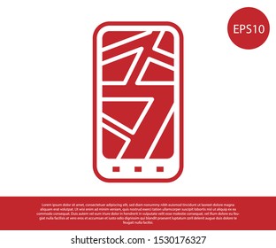Red Infographic of city map navigation icon isolated on white background. Mobile App Interface concept design. Geolacation concept.  Vector Illustration