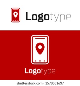 Red Infographic of city map navigation icon isolated on white background. Mobile App Interface concept design. Geolacation concept. Logo design template element. Vector Illustration