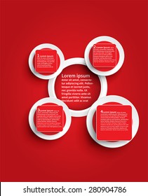 Red infographic glossy background template design in circle shape, create by vector 