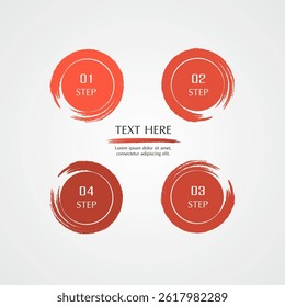 Red infographic template with 4 steps, options, parts or processes. Presentation of teamwork or business processes.