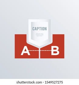 Red infographic template design. Business concept infograph with 2 options, steps or processes. Vector visualization can be used for workflow layout, diagram, annual report, web