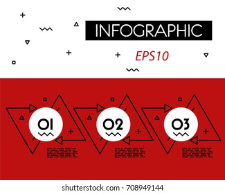 Red Infographicoutline Double Triangle, Three Steps