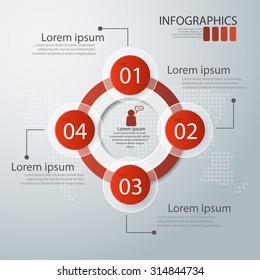 red  infographics business template. Vector Illustration