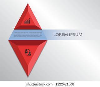 Infografías rojas Plantilla de diseño Rhombus con iconos de negocios, diagrama de procesos y lugar para el texto