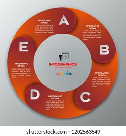 Red Infographics template 6 options with circle. Data and information visualization. Dynamic infographics stylish geometric on the grey background.Eps 10 vector file.