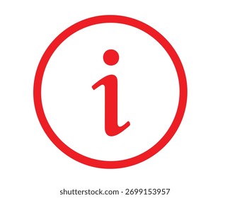 Un icono de información rojo con una minúscula se aísla sobre fondo blanco y es un símbolo de conocimiento, conciencia y orientación, proporcionando claridad y comprensión