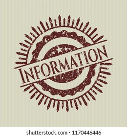 Red Information rubber seal with grunge texture