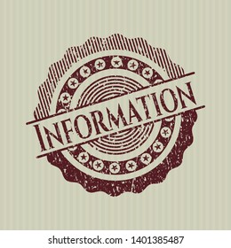 Red Information rubber stamp with grunge texture