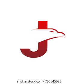 Red Initial J Hawk Face Concept Logo