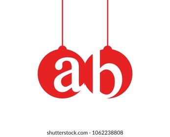 Red initial letter logo ab lowercase decorative hanging