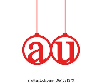 Red initial letter logo au lowercase decorative hanging