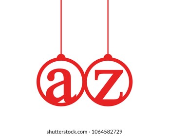 Red initial letter logo az lowercase decorative hanging