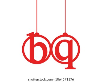 Red initial letter logo bq lowercase decorative hanging