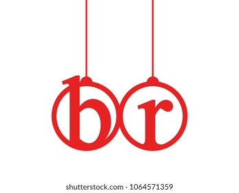 Red initial letter logo br lowercase decorative hanging