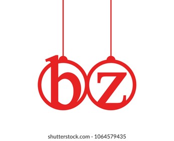 Red initial letter logo bz lowercase decorative hanging