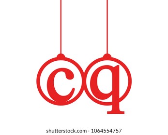 Red initial letter logo cq lowercase decorative hanging