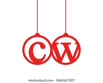 Red initial letter logo cw lowercase decorative hanging