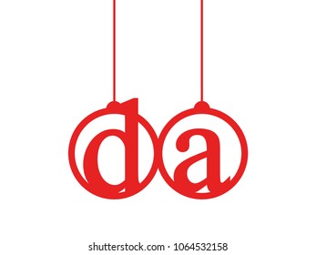 Red initial letter logo da lowercase decorative hanging