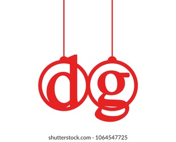 Red initial letter logo dg lowercase decorative hanging