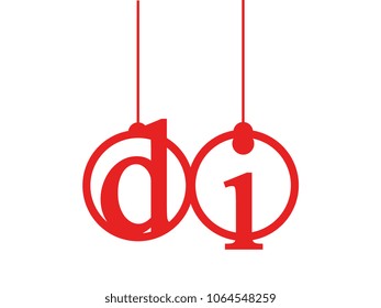 Red initial letter logo di lowercase decorative hanging