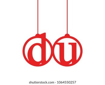Red initial letter logo du lowercase decorative hanging