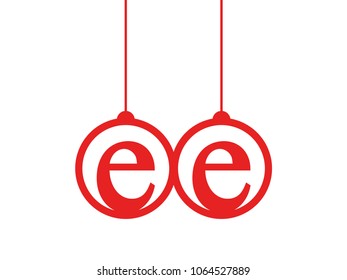 Red initial letter logo ee lowercase decorative hanging