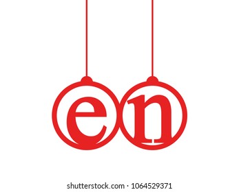 Red initial letter logo en lowercase decorative hanging