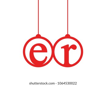 Red initial letter logo er lowercase decorative hanging