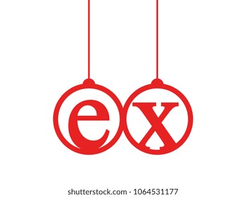 Red initial letter logo ex lowercase decorative hanging