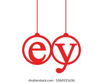 Red initial letter logo ey lowercase decorative hanging