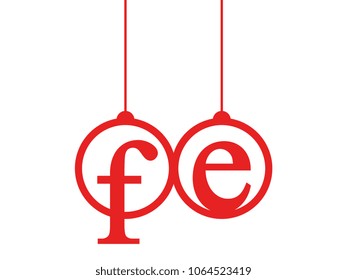 Red initial letter logo fe lowercase decorative hanging