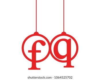 Red initial letter logo fq lowercase decorative hanging