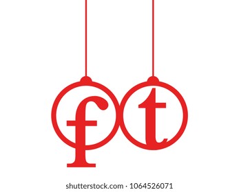 Red initial letter logo ft lowercase decorative hanging