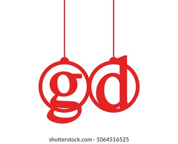 Red initial letter logo gd lowercase decorative hanging