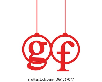 Red initial letter logo gf lowercase decorative hanging