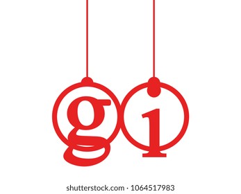 Red initial letter logo gi lowercase decorative hanging