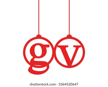 Red initial letter logo gv lowercase decorative hanging