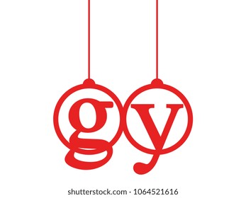 Red initial letter logo gy lowercase decorative hanging