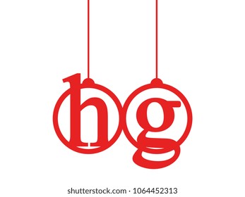 Red initial letter logo hg lowercase decorative hanging